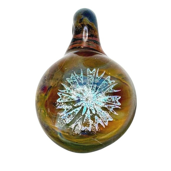 Glass Pendant Dichroic Flower Design Handcrafted Multicolor Art Glass 1.5 15g - Picture 1 of 9